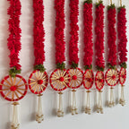 2ft red floral string with Chakri (Red)