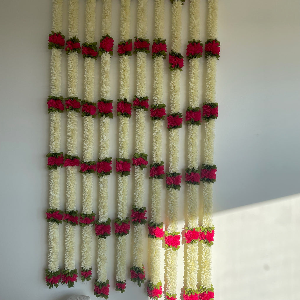 5ft white with color cloth flower long hanging