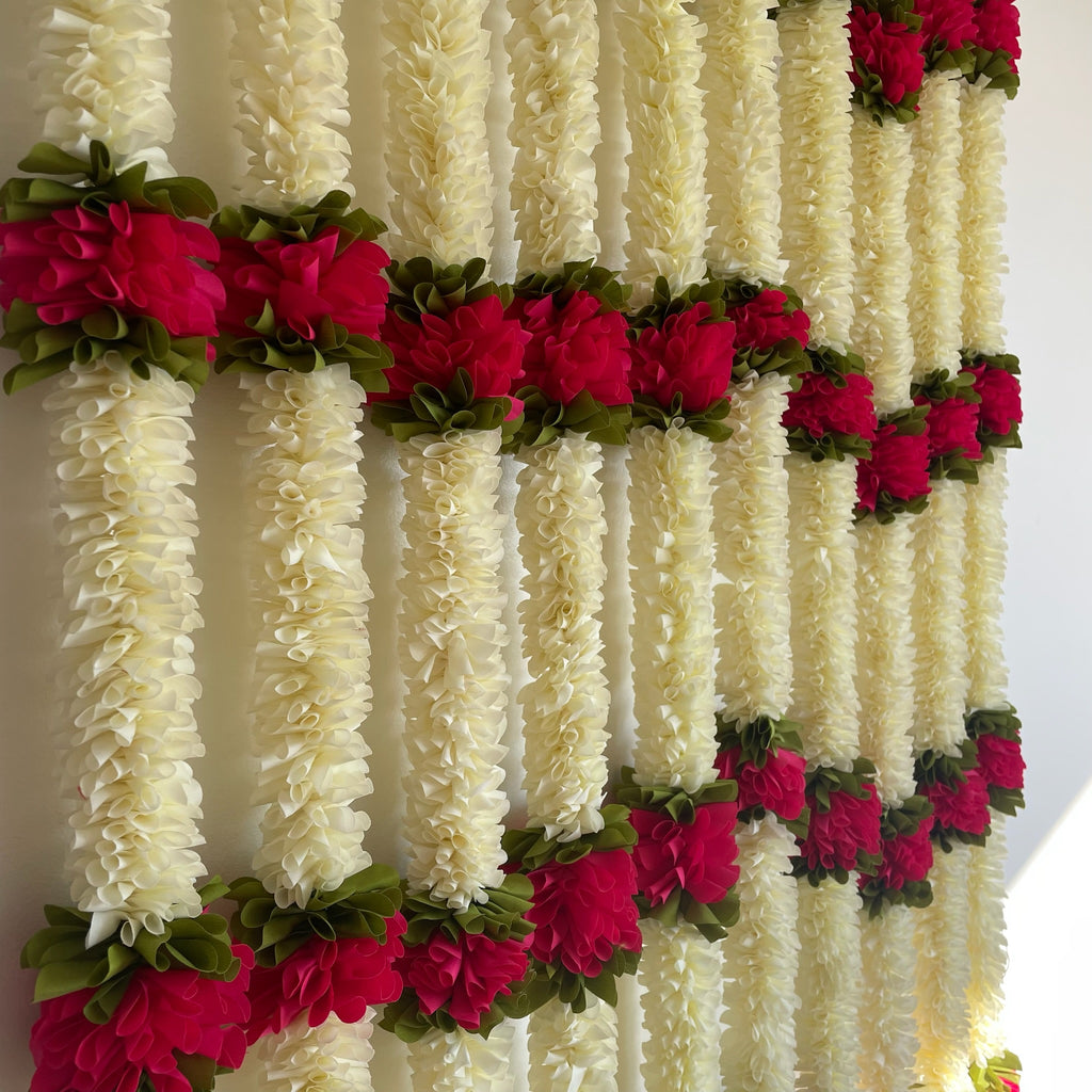 5ft white with color cloth flower long hanging