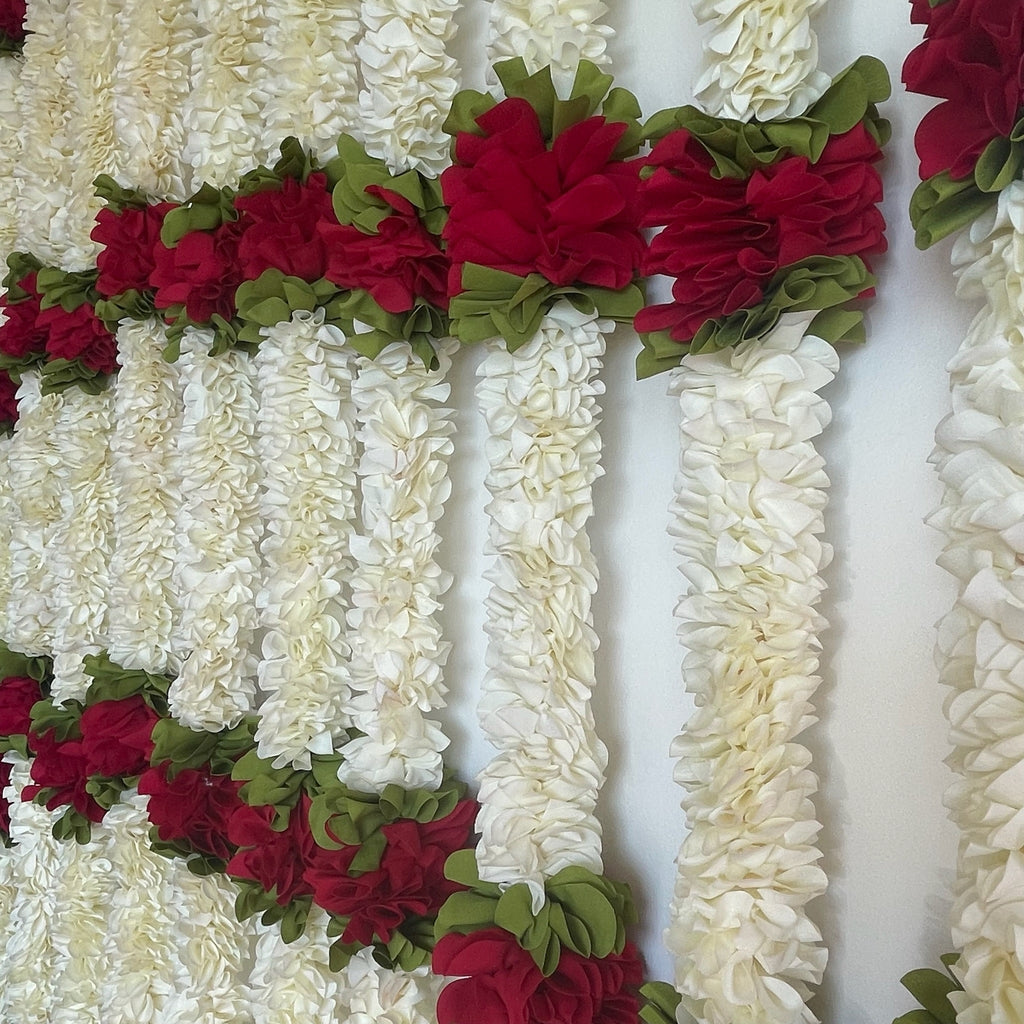 5ft white with color cloth flower long hanging