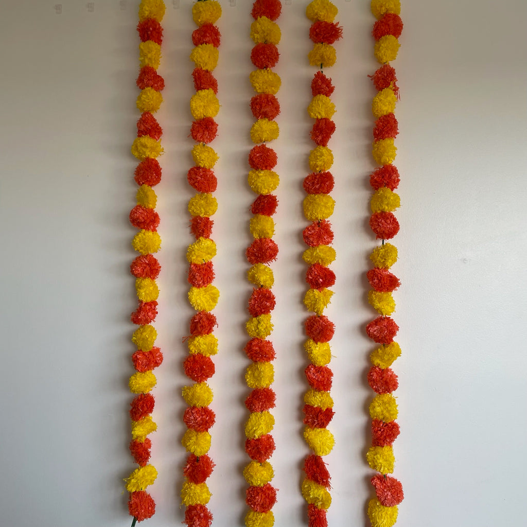5ft large size orange+yellow marigold alternate string