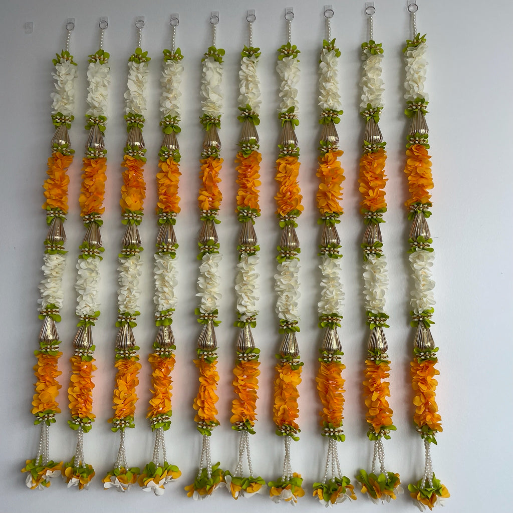3ft 3 triangle gota beads with color flower hanging