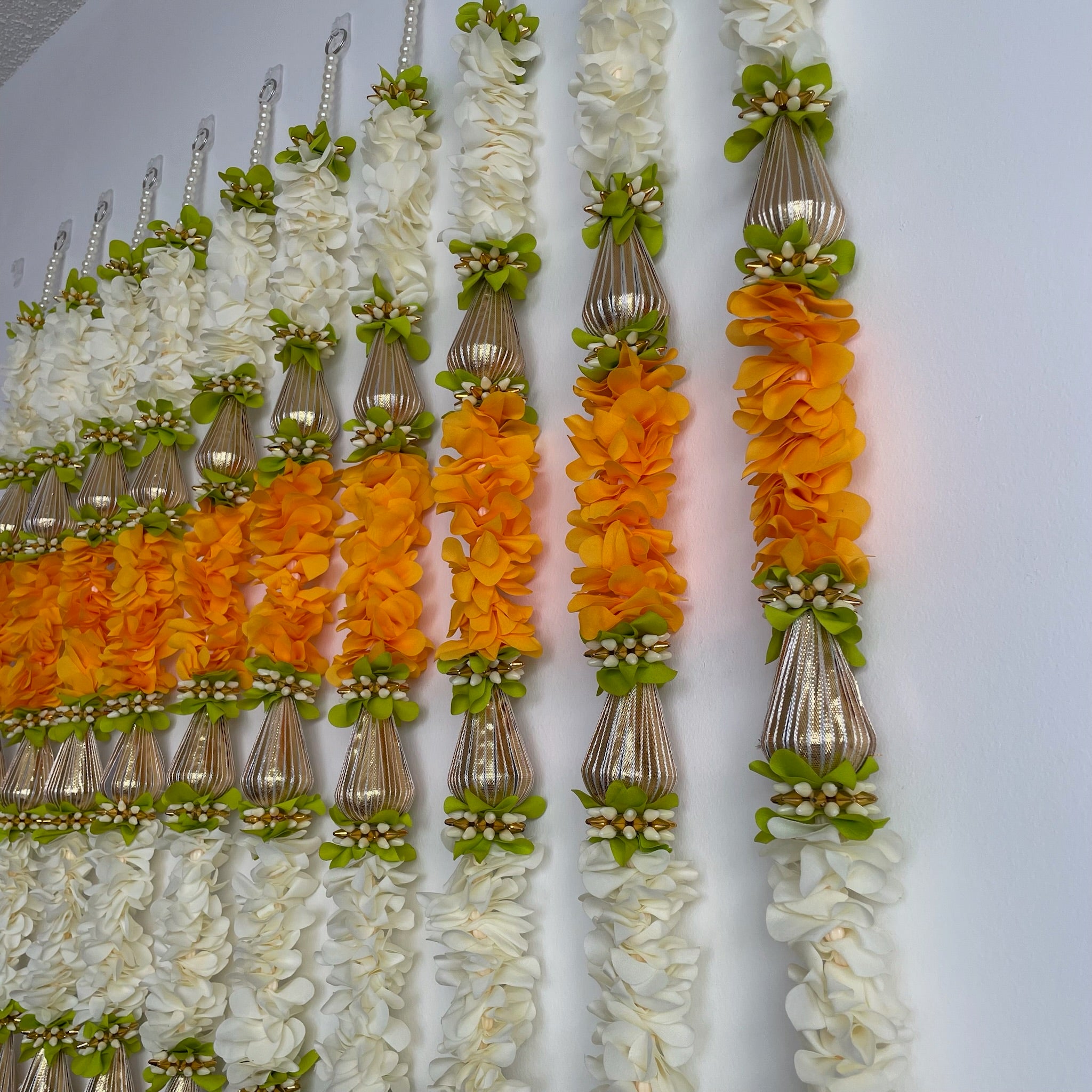 3ft 3 triangle gota beads with color flower hanging