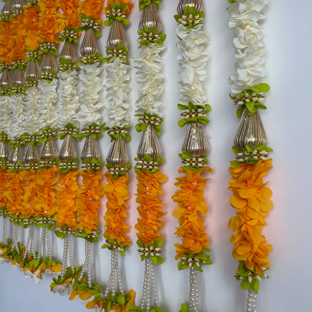 3ft 3 triangle gota beads with color flower hanging