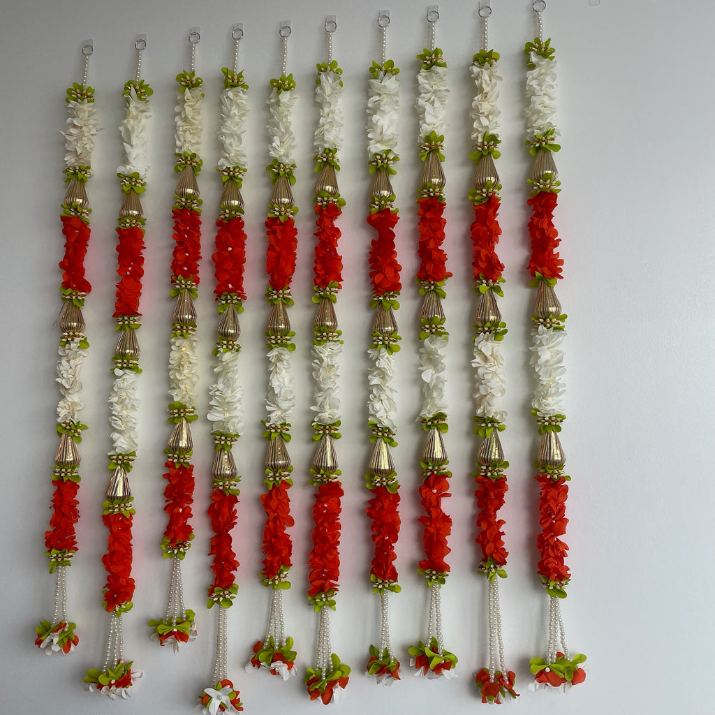 3ft 3 triangle gota beads with color flower hanging
