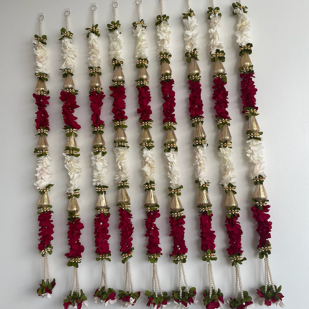 3ft 3 triangle gota beads with color flower hanging