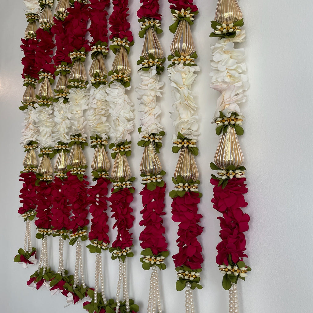 3ft 3 triangle gota beads with color flower hanging