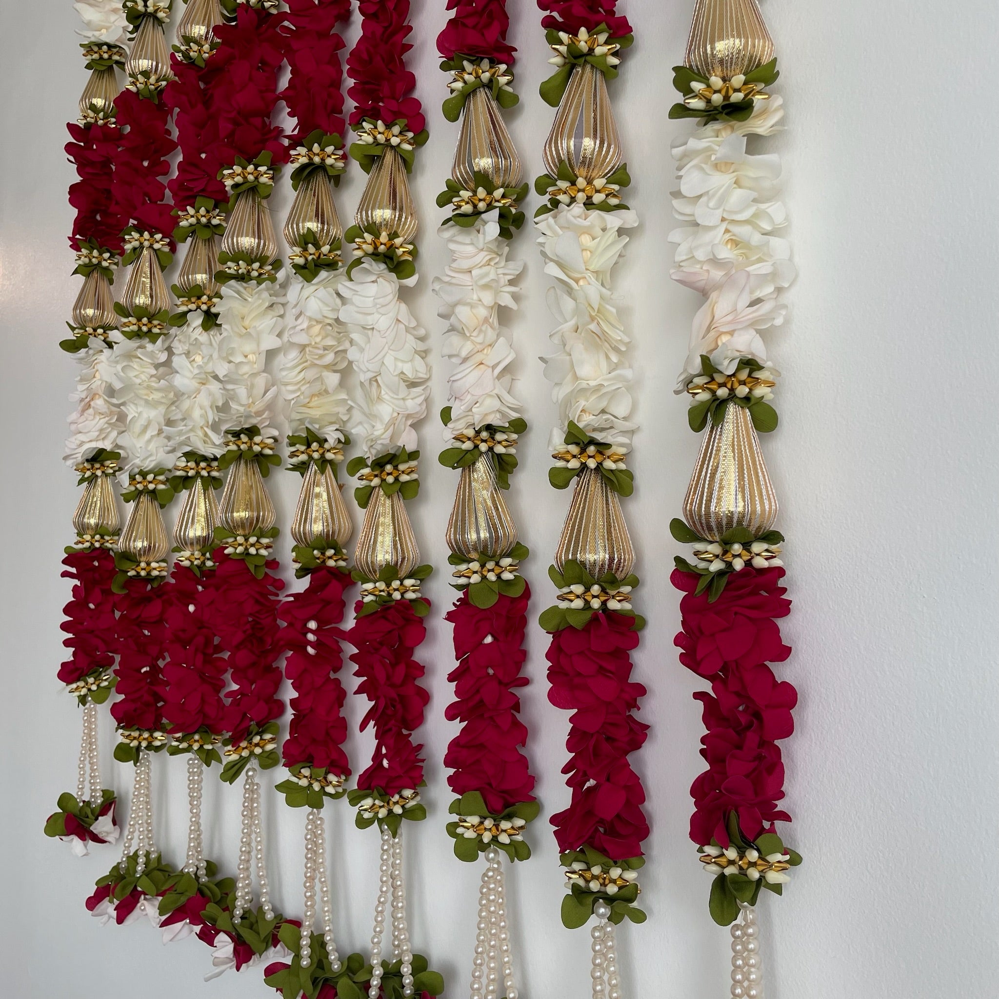 3ft 3 triangle gota beads with color flower hanging
