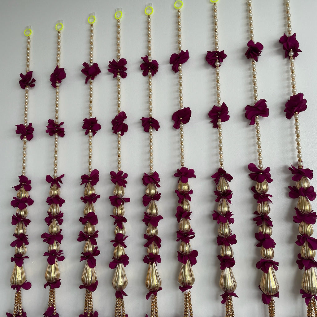 5 Triangle Gota Beads with Flowers