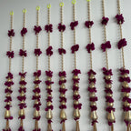5 Triangle Gota Beads with Flowers