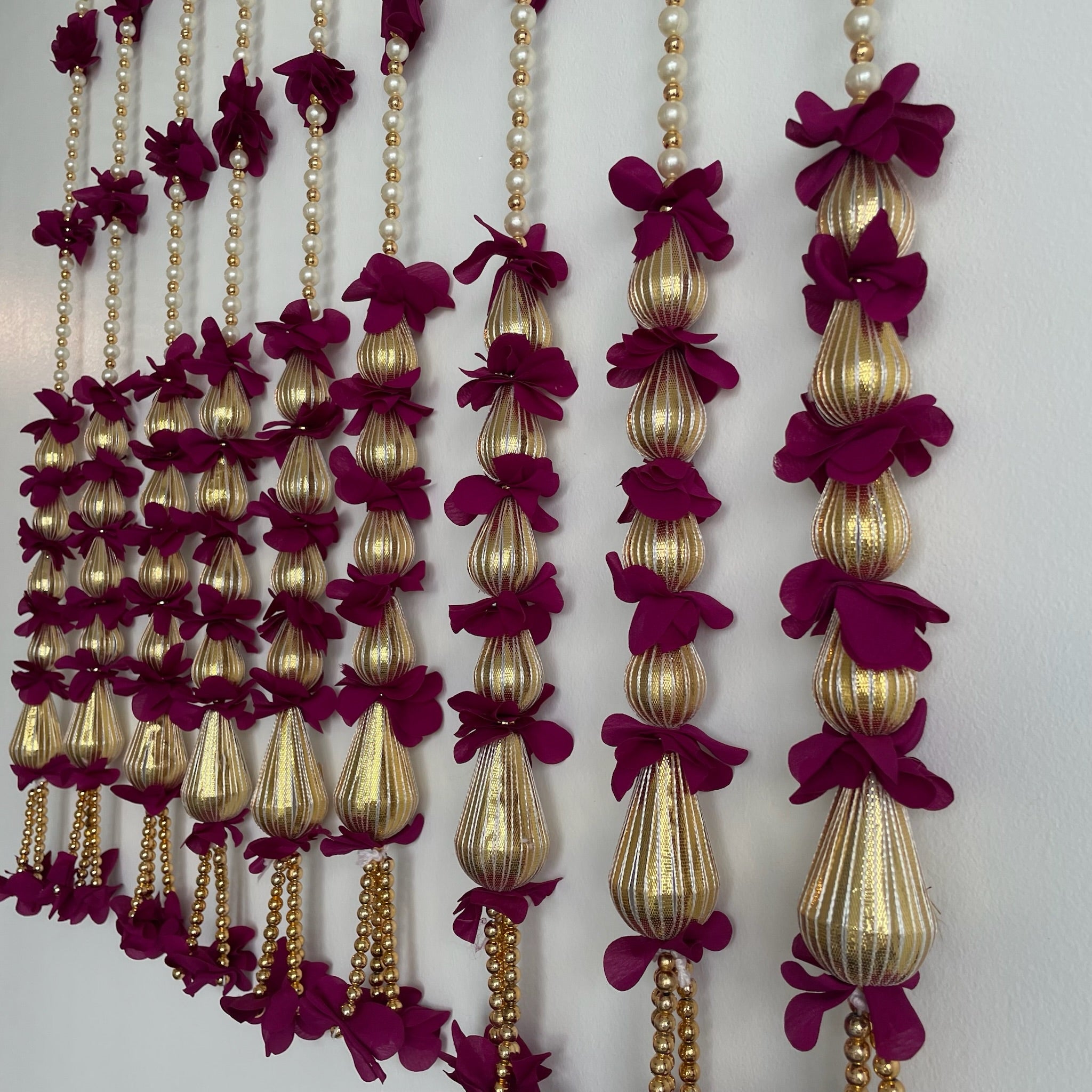 5 Triangle Gota Beads with Flowers
