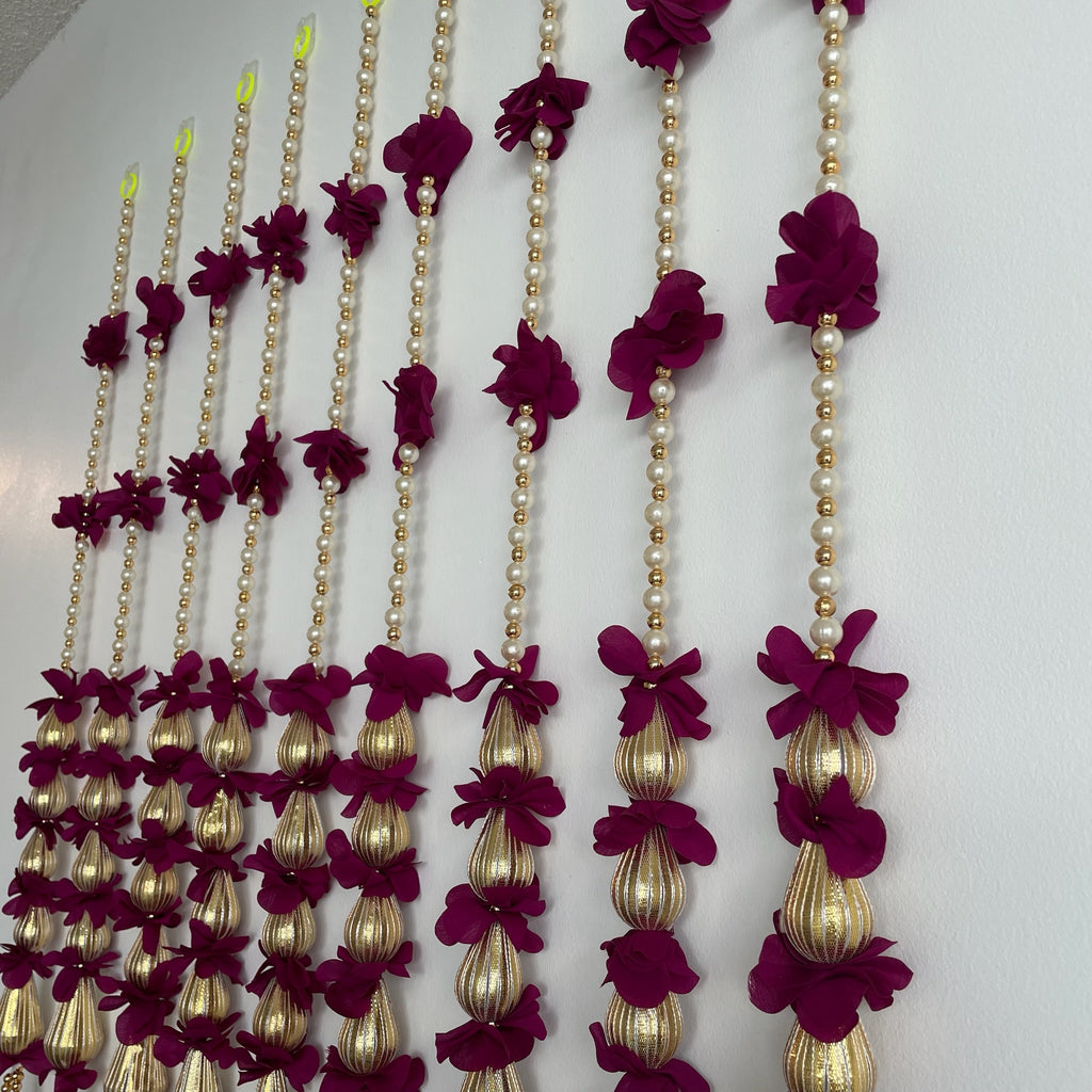 5 Triangle Gota Beads with Flowers
