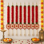 Guirlande florale rouge de 60 cm avec chakri (rouge)