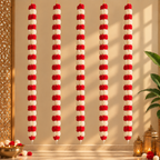 Marigold Flower Strings (White + Red)