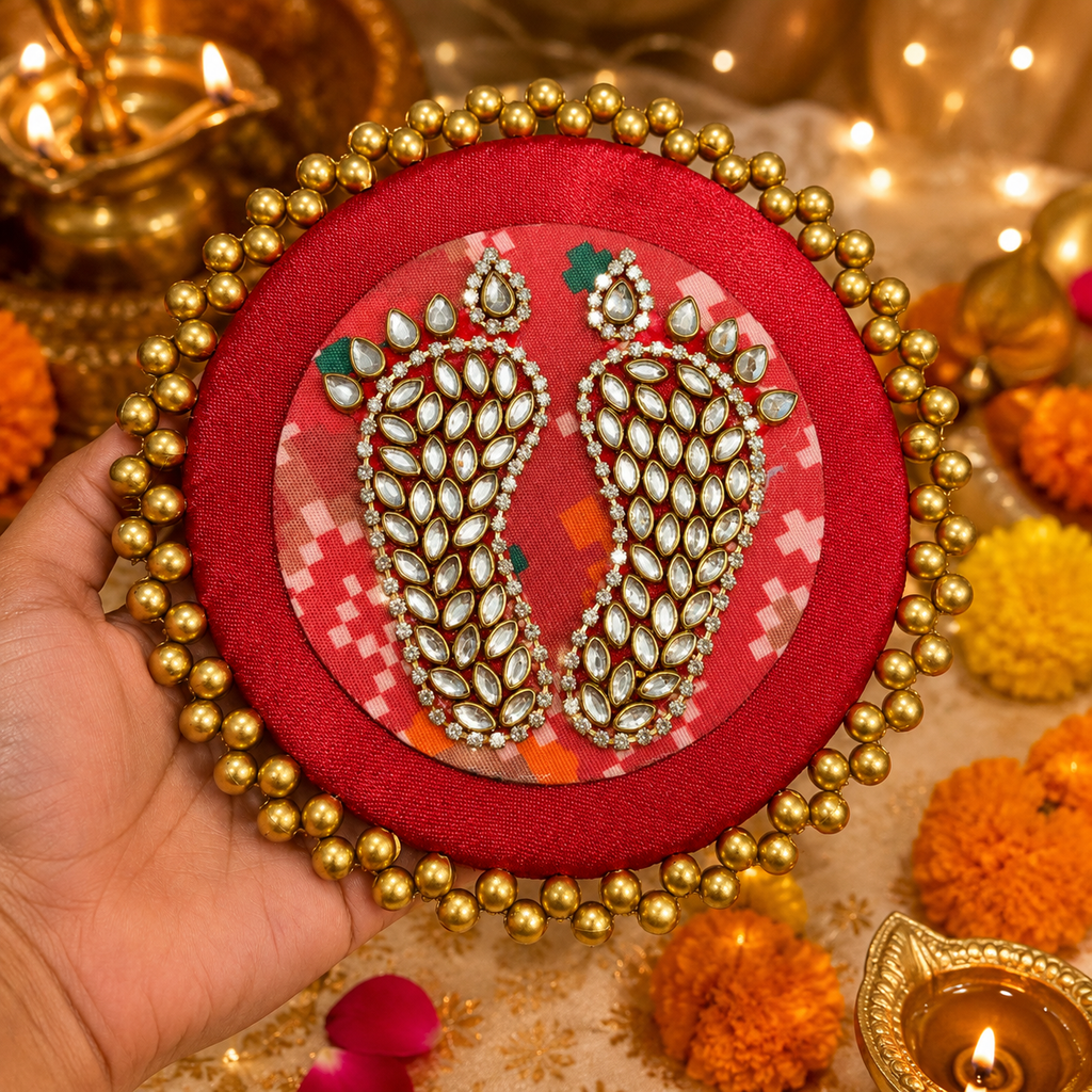 Tapis Kundan Laxmi Charan double couche - Bordeaux