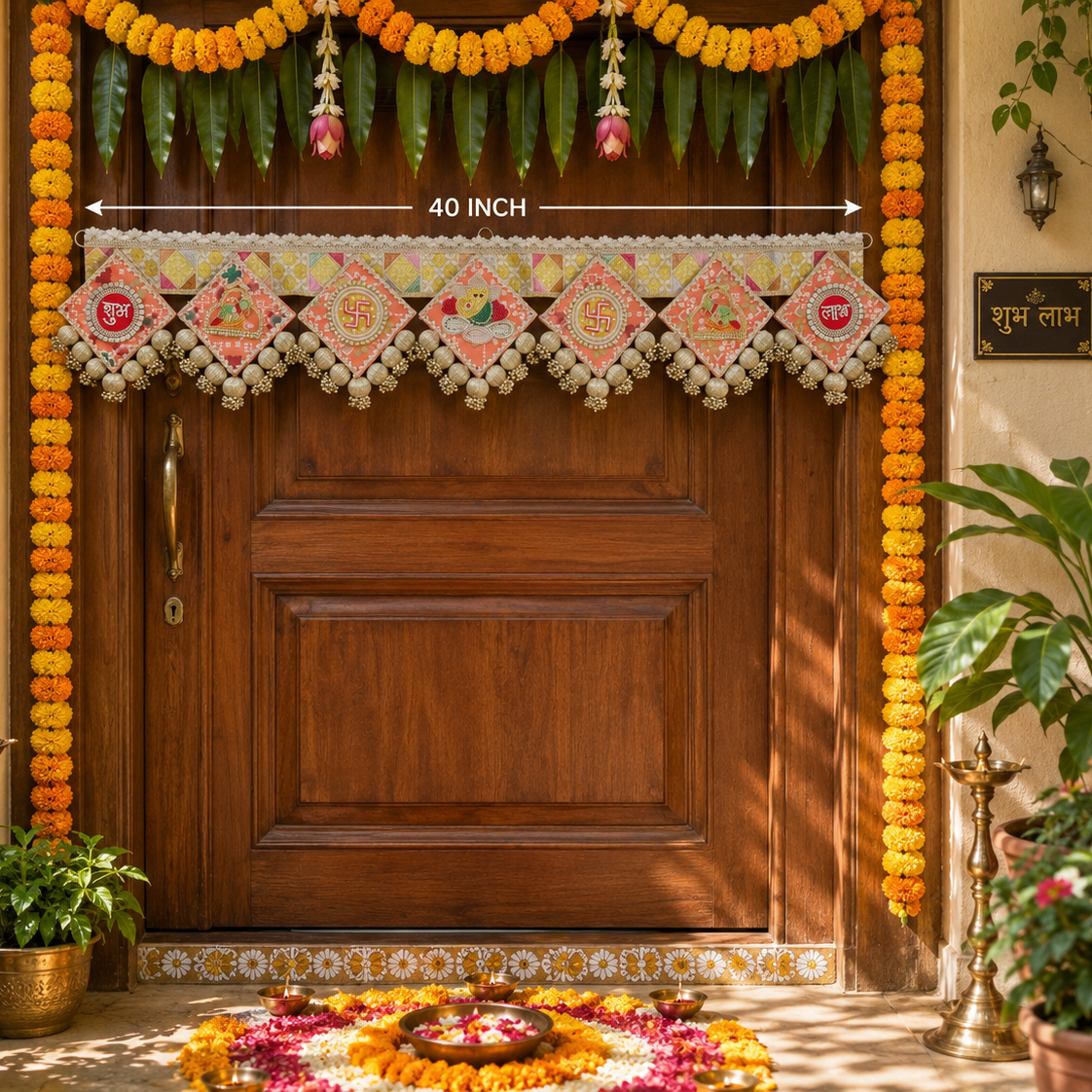 Toran Ganesh orange Swastika 40 po