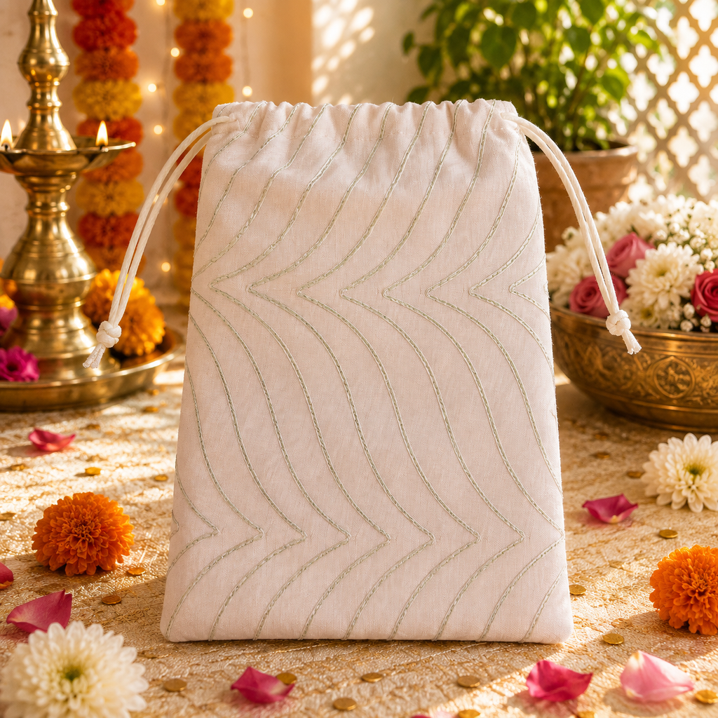 Stripe Potli - Beige