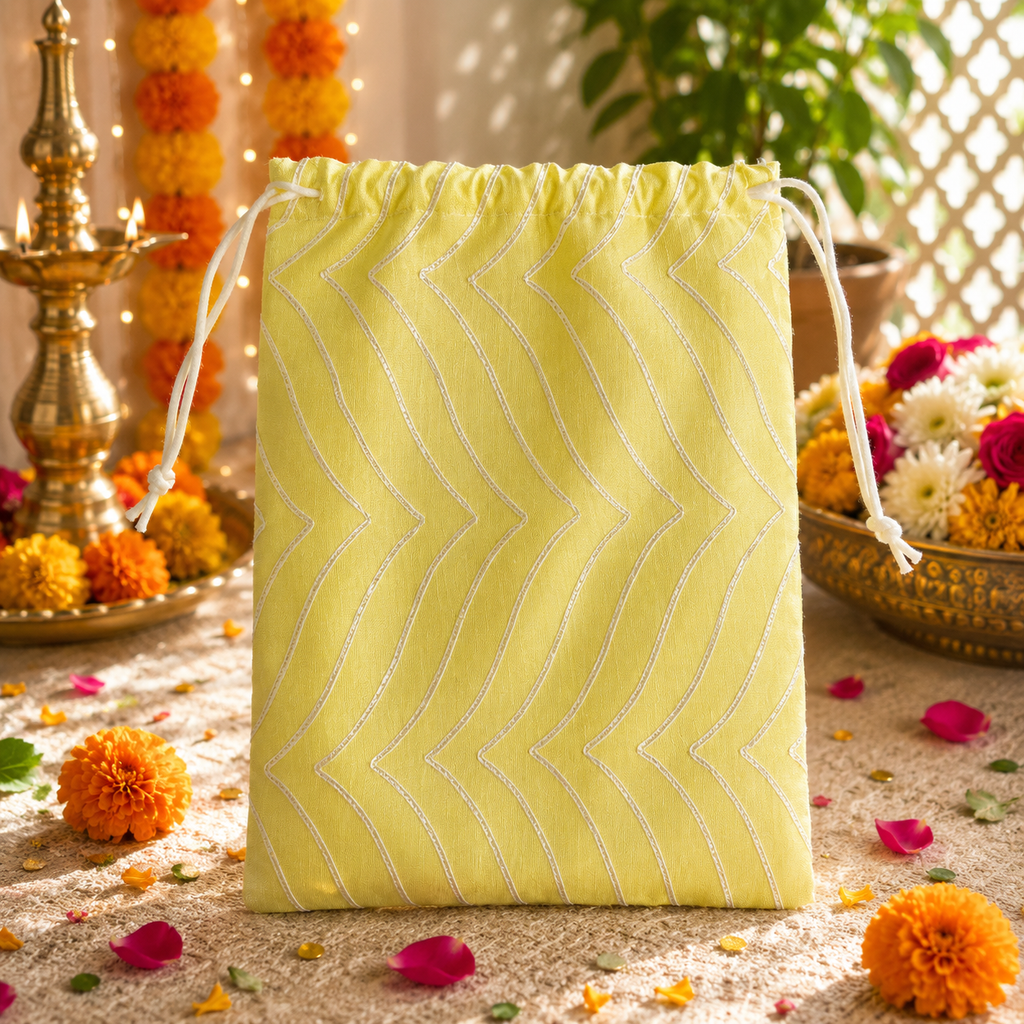 Stripe Potli - Yellow