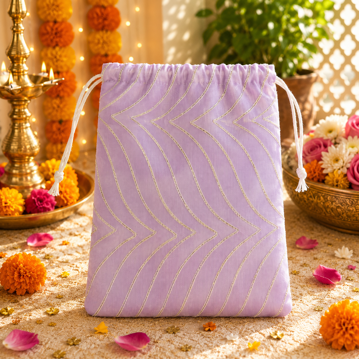 Stripe Potli - Lavender