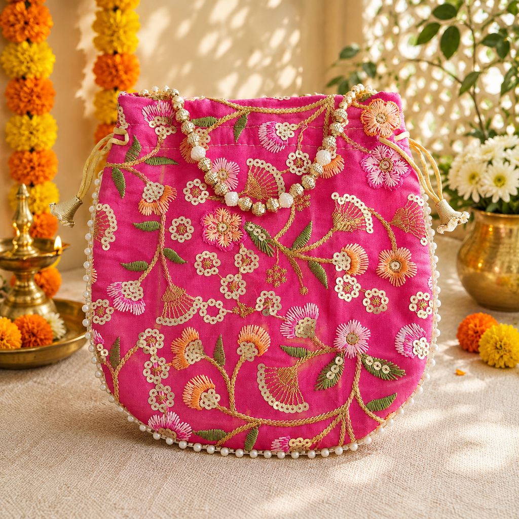 Floral Potli - Pink