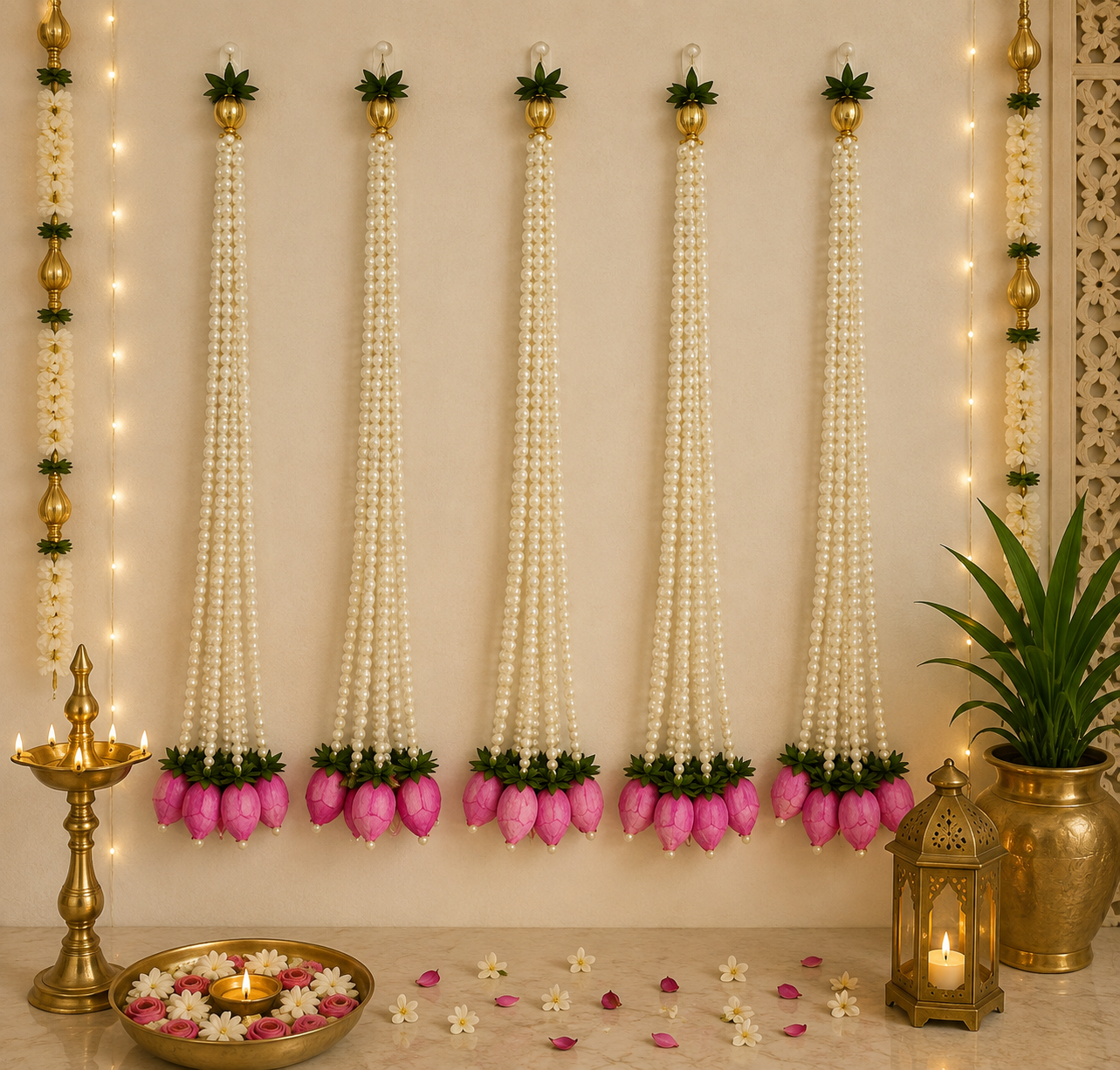 6 Bud Lotus Pearl Hanging (Set of 2)