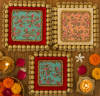Set de 3 sets de table carrés réversibles – Pichwai Rouge/Beige
