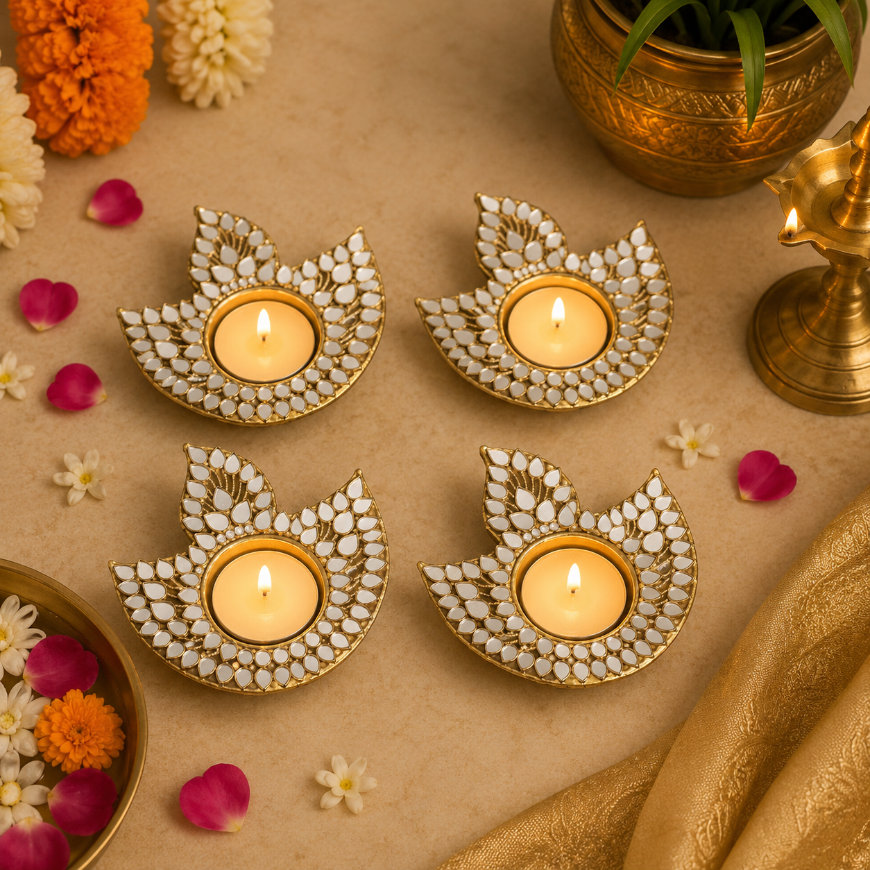 Diya miroir festif (1 pièce)