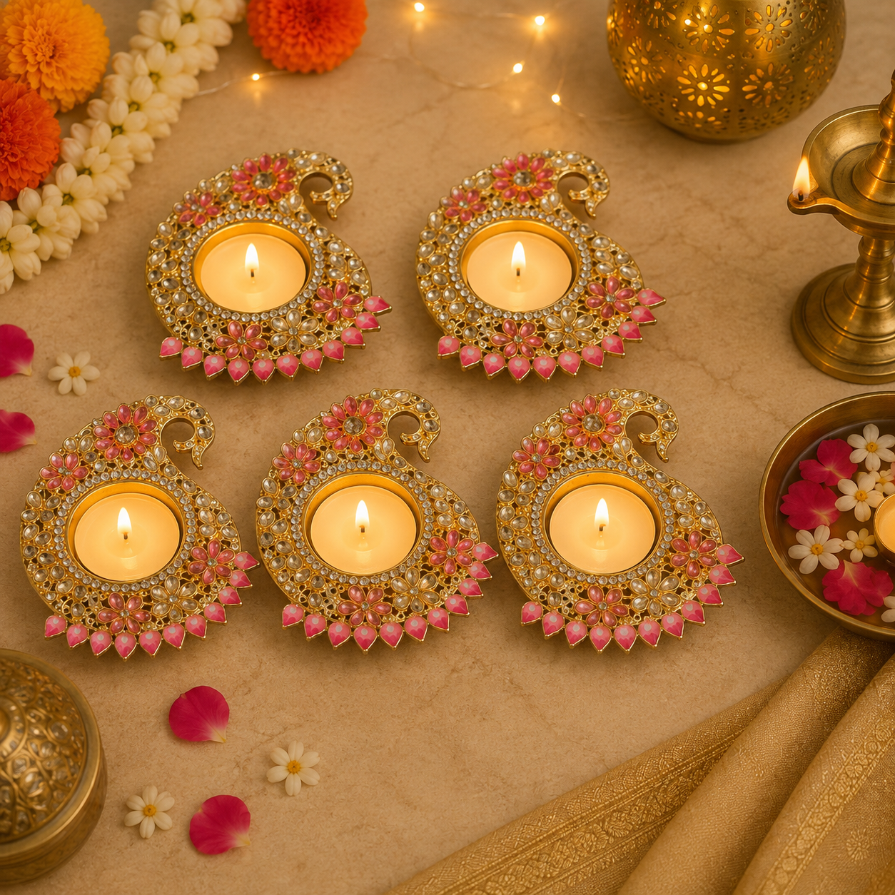Diya Kundan Rose (1 pièce)