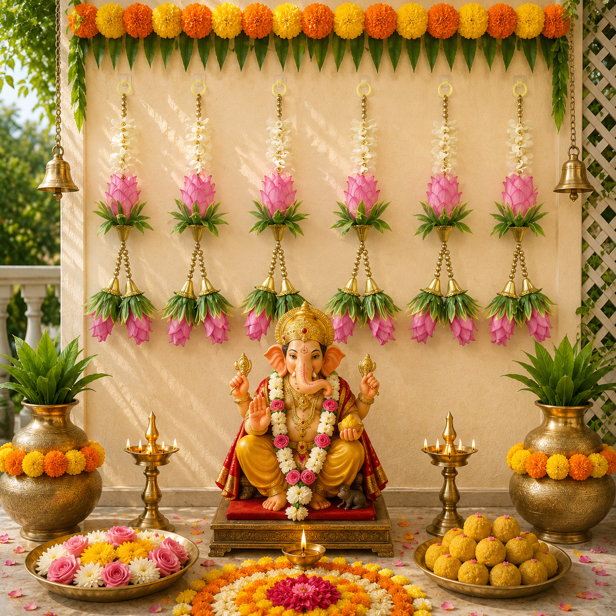 Lotus suspendu de 45 cm - Rose
