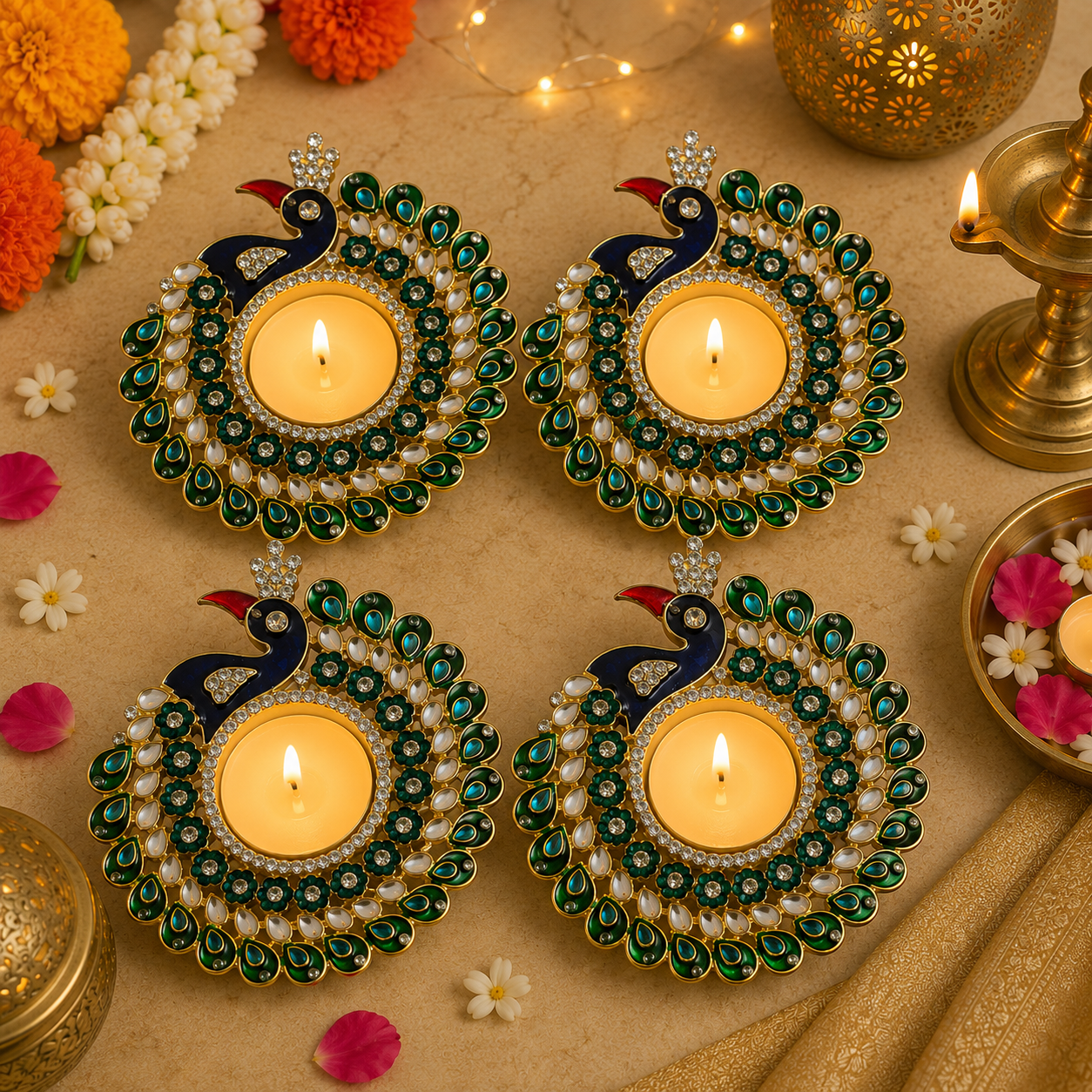 Diya paon festif (1 pièce)