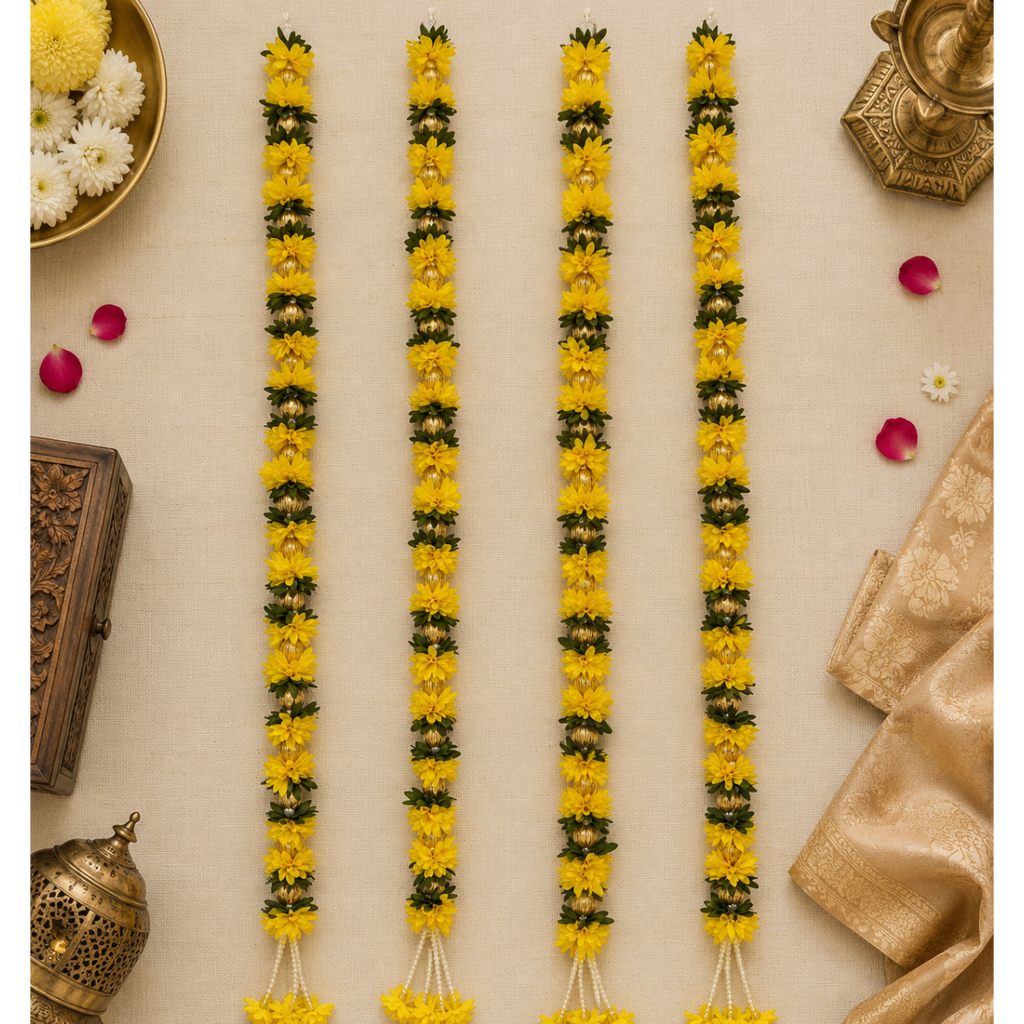 Guirlande florale jaune de 90 cm (lot de 2)