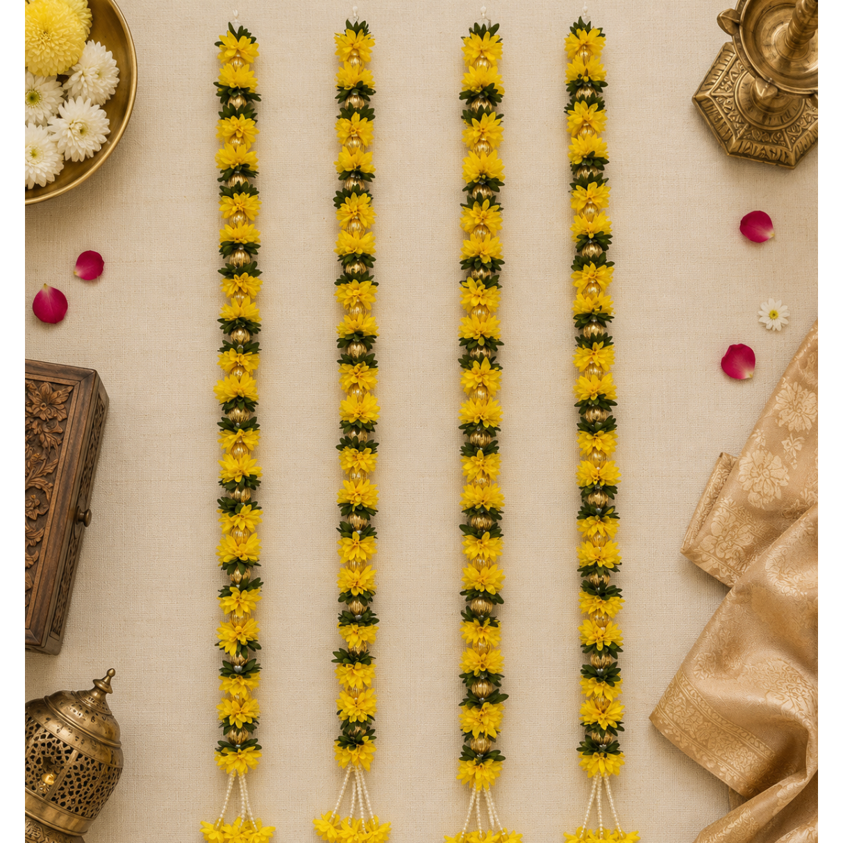 Guirlande florale jaune de 90 cm (lot de 2)