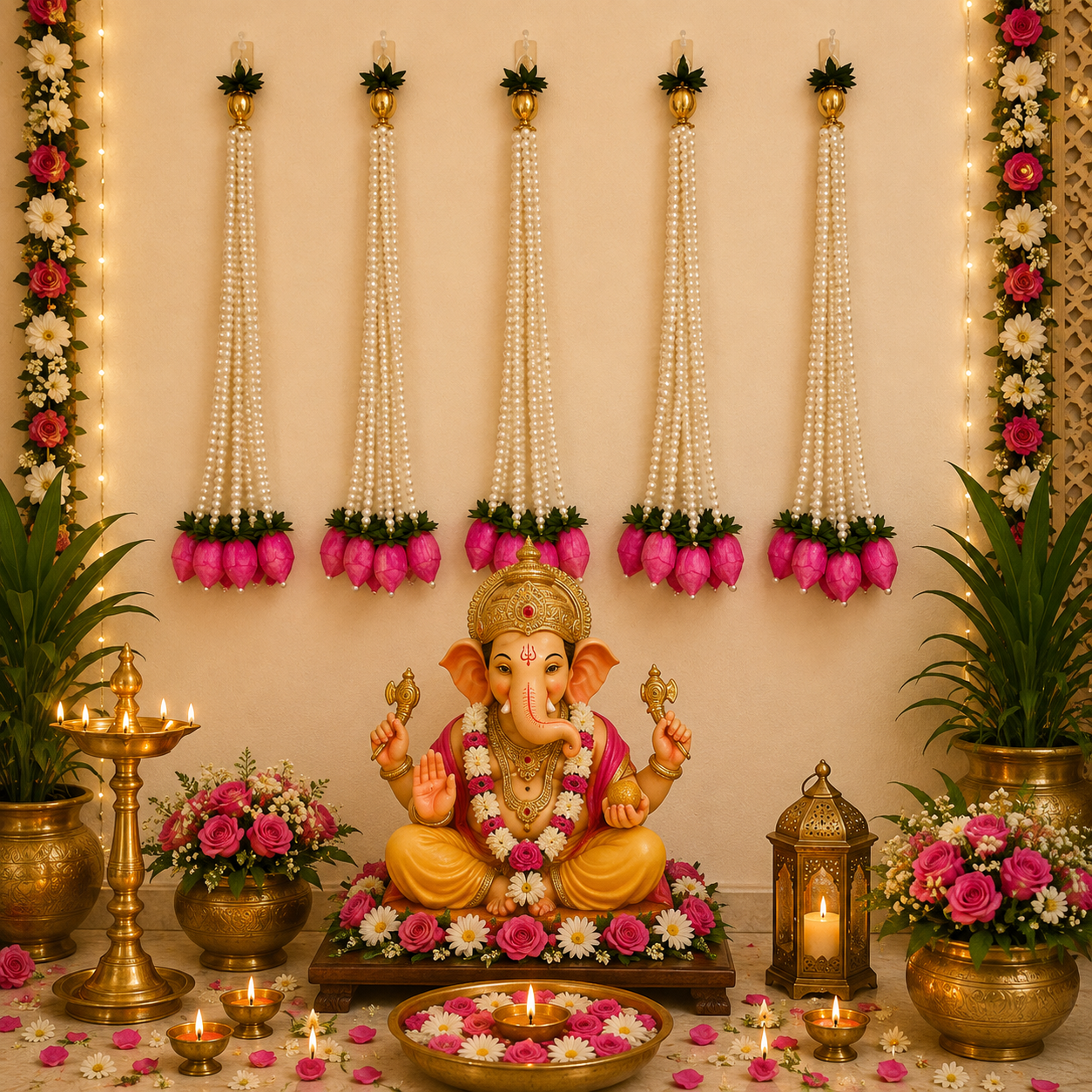 6 Bud Lotus Pearl Hanging (Set of 2)
