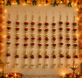 Guirlande de 2 pieds avec 5 pivoines, perles mattes Gota - Rouge