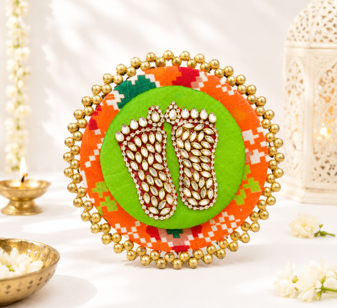 Tapis Dual Layer Kundan Laxmi Charan - Menthe