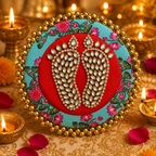 Tapis Kundan Laxmi Charan double couche - Bleu ciel