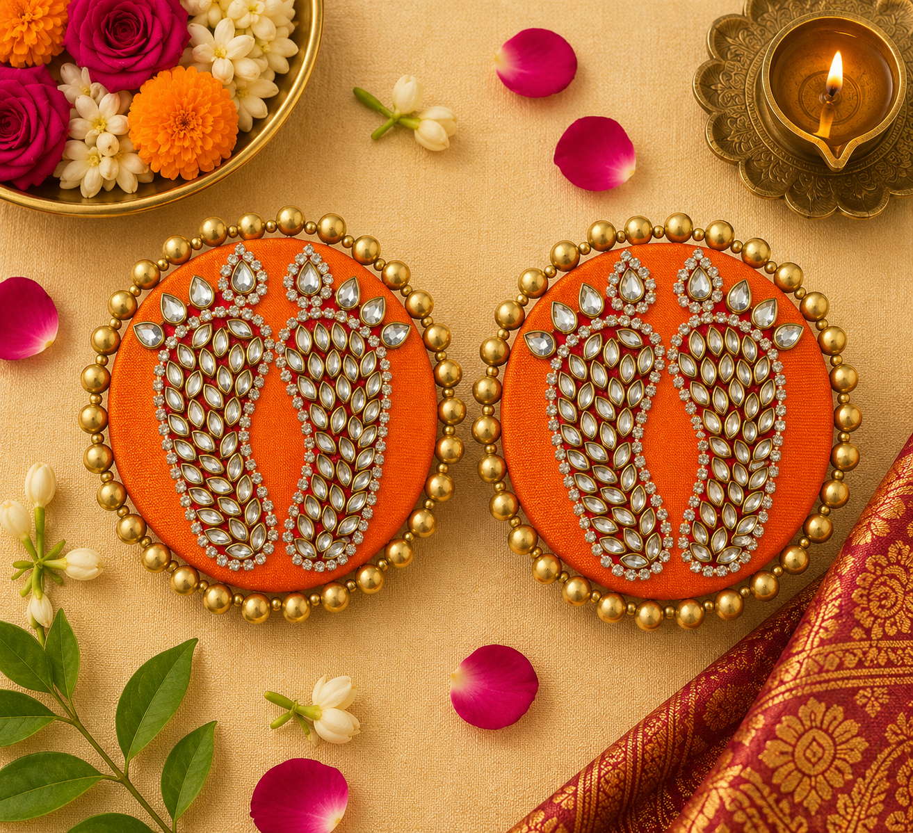 Kundan Laxmi Charan Mat - Orange