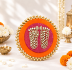 Tapis de sol Kundan Laxmi Charan double couche – Orange+Marron