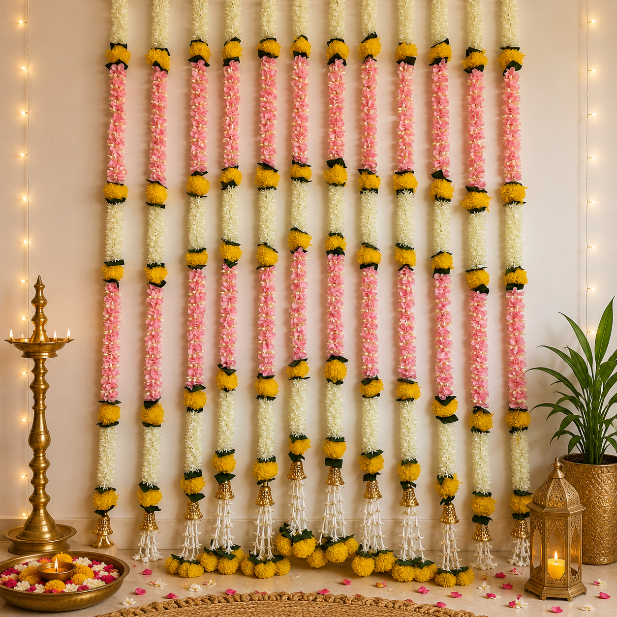 5 pieds œillet jaune avec fleurs blanches+couleur boutons de mogra - Rose