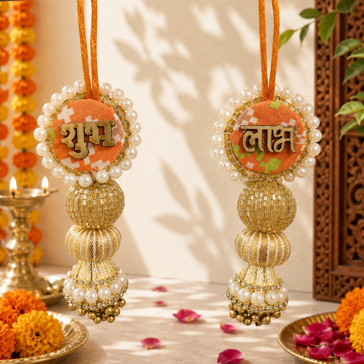 Shubh Labh Suspendu - Orange