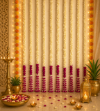 Fleur en tissu blanc de 1,50 m avec fleurs suspendues de couleur inférieure - Rose Rani