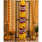 4,5 pieds petite suspension jaune souci avec fleurs roses et mogra