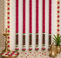 Guirlande de fleurs rose rani de 1,68 m avec feuilles vertes