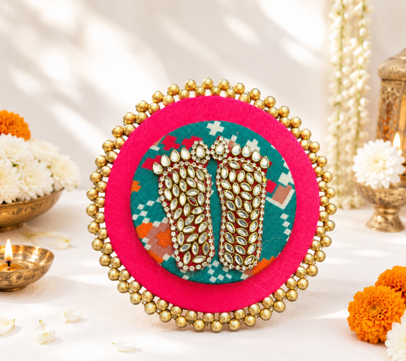 Tapis de prière double épaisseur Kundan Laxmi Charan - Rose