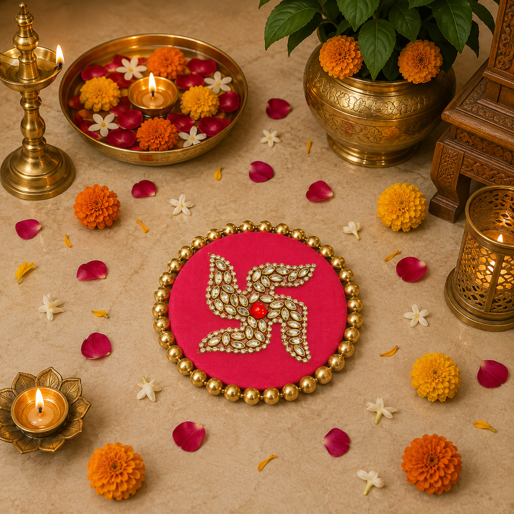 Tapis Kundan Swastik - Rose