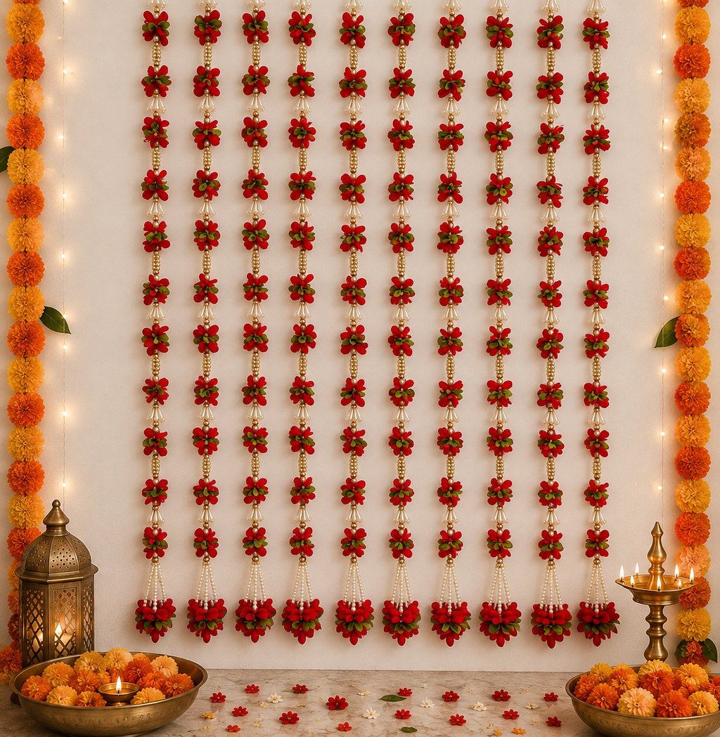 Guirlande de perles lourdes de 1,20 m - Rouge